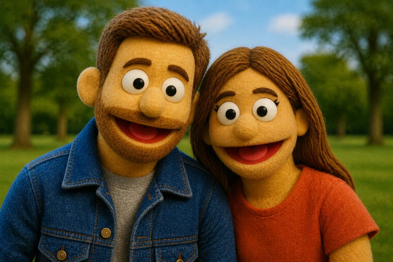 The same photo rendered in the Felt Puppet style