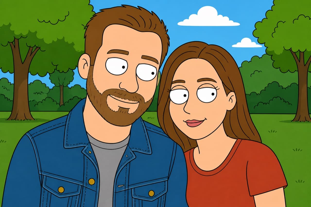 The same photo rendered in the Sitcom Cartoon style